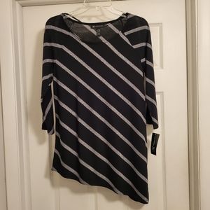 INC Black & Silver Striped Tunic